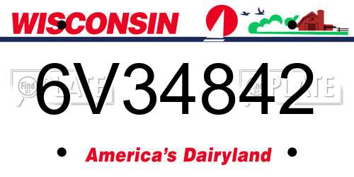 6V34842 Wisconsin License Plate