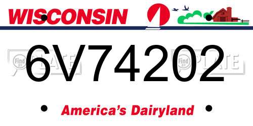 6V74202 Wisconsin License Plate
