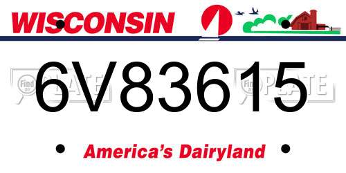6V83615 Wisconsin License Plate