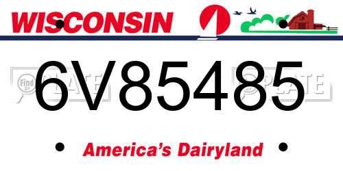 6V85485 Wisconsin License Plate