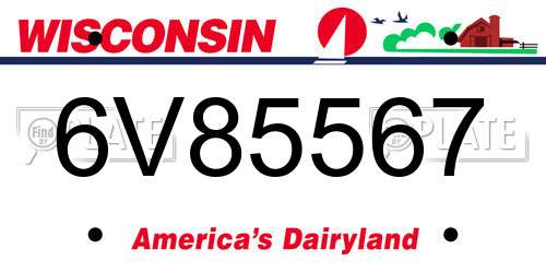6V85567 Wisconsin License Plate
