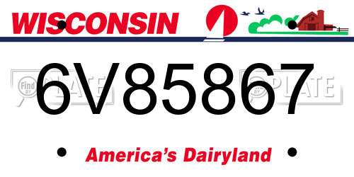 6V85867 Wisconsin License Plate