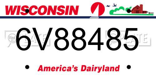 6V88485 Wisconsin License Plate