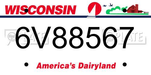 6V88567 Wisconsin License Plate