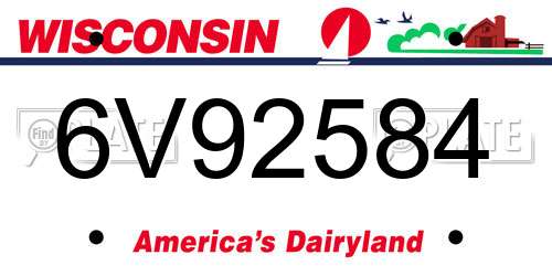 6V92584 Wisconsin License Plate