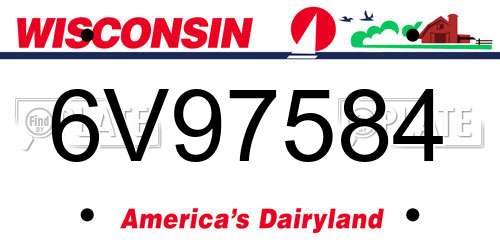 6V97584 Wisconsin License Plate