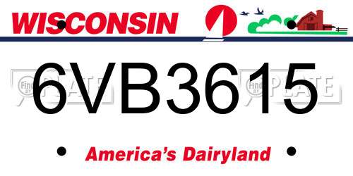 6VB3615 Wisconsin License Plate