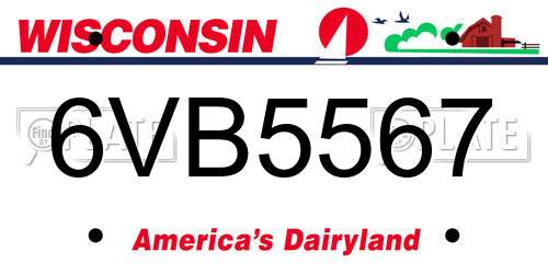 6VB5567 Wisconsin License Plate