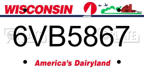 6VB5867 Wisconsin License Plate