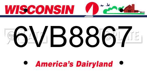 6VB8867 Wisconsin License Plate