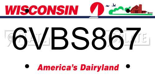 6VBS867 Wisconsin License Plate