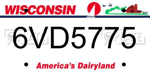 6VD5775 Wisconsin License Plate