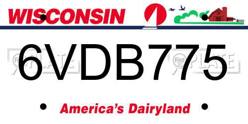 6VDB775 Wisconsin License Plate