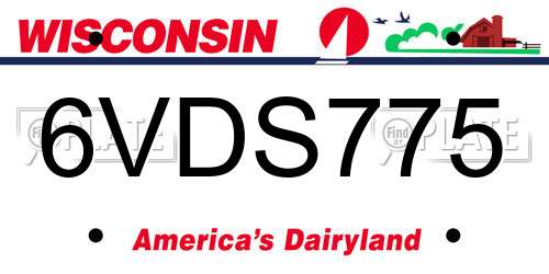 6VDS775 Wisconsin License Plate