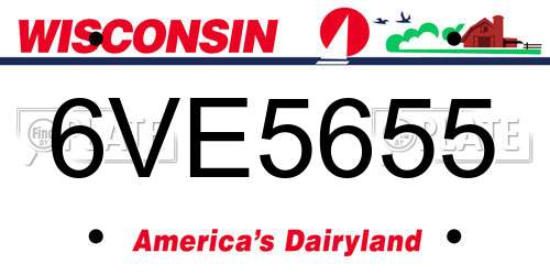 6VE5655 Wisconsin License Plate