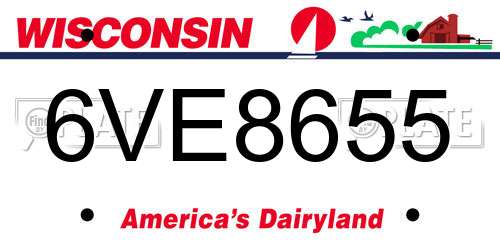 6VE8655 Wisconsin License Plate