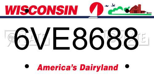 6VE8688 Wisconsin License Plate