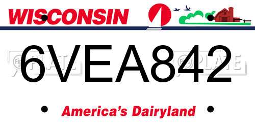 6VEA842 Wisconsin License Plate