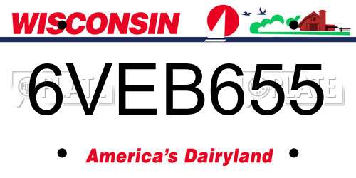 6VEB655 Wisconsin License Plate