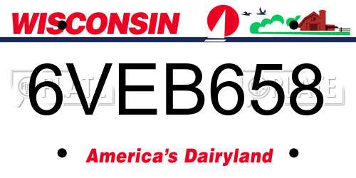 6VEB658 Wisconsin License Plate