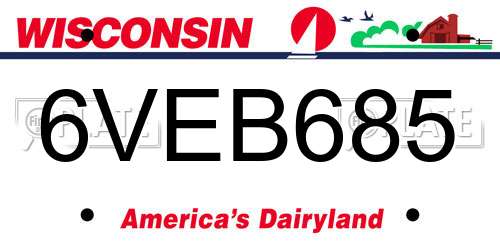 6VEB685 Wisconsin License Plate
