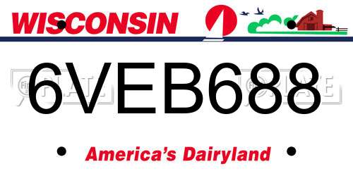 6VEB688 Wisconsin License Plate