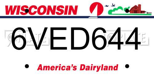 6VED644 Wisconsin License Plate