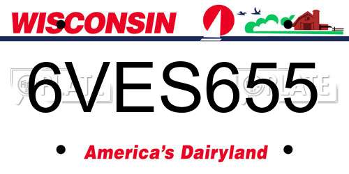6VES655 Wisconsin License Plate