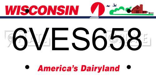 6VES658 Wisconsin License Plate