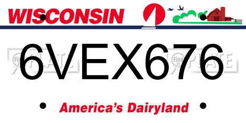 6VEX676 Wisconsin License Plate