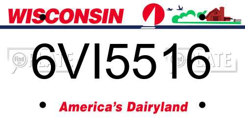 6VI5516 Wisconsin License Plate