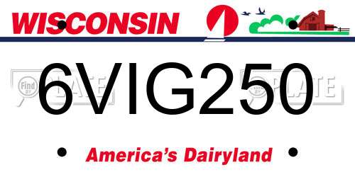 6VIG250 Wisconsin License Plate