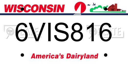 6VIS816 Wisconsin License Plate