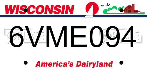 6VME094 Wisconsin License Plate