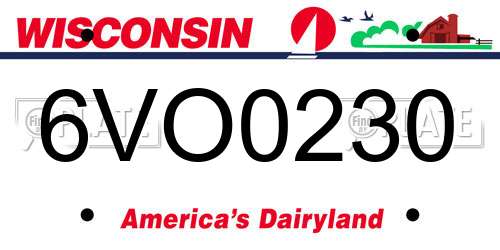 6VO0230 Wisconsin License Plate