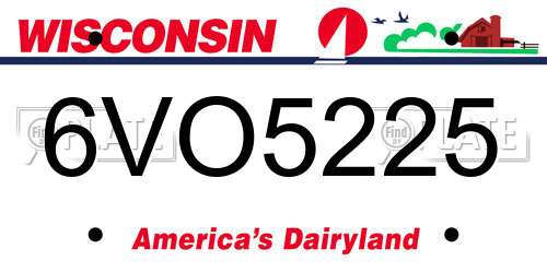 6VO5225 Wisconsin License Plate