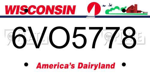 6VO5778 Wisconsin License Plate
