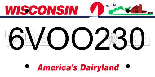 6VOO230 Wisconsin License Plate