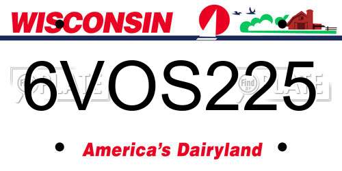 6VOS225 Wisconsin License Plate