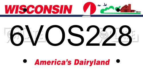 6VOS228 Wisconsin License Plate