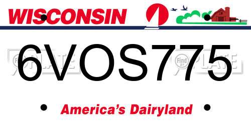 6VOS775 Wisconsin License Plate
