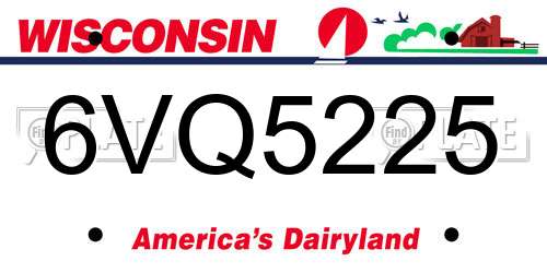 6VQ5225 Wisconsin License Plate