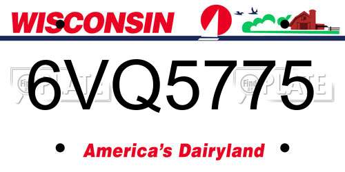6VQ5775 Wisconsin License Plate
