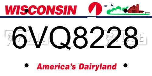 6VQ8228 Wisconsin License Plate