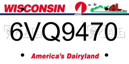 6VQ9470 Wisconsin License Plate