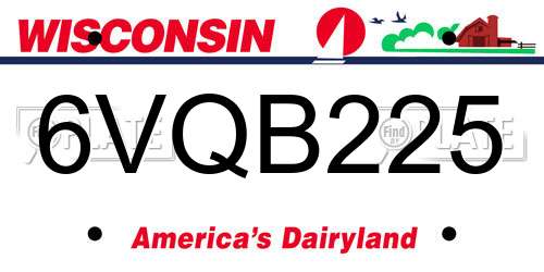 6VQB225 Wisconsin License Plate