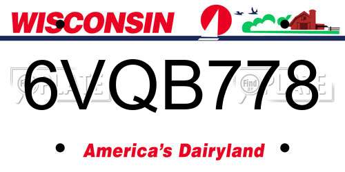 6VQB778 Wisconsin License Plate