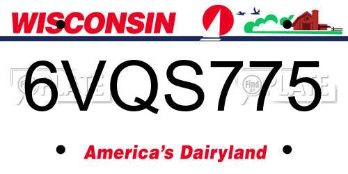6VQS775 Wisconsin License Plate