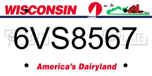 6VS8567 Wisconsin License Plate
