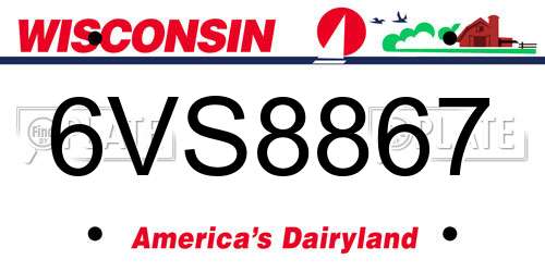 6VS8867 Wisconsin License Plate